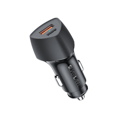 SilverLabel 20W PD Dual USB-C and USB-A Car Charger in Black