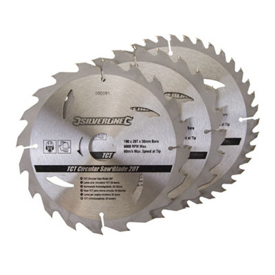 Silverline (590591) TCT Circular Saw Blades 20 24 40T 3pk 190 x 30 - 25 20mm