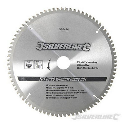 Silverline (598444) TCT UPVC Window Blade 80T 250 x 30 - 25 20 16mm Rings