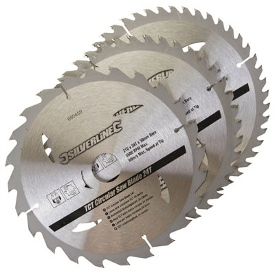 Silverline (690459) TCT Circular Saw Blades 24 40 48T 3pk 210 x 30 - 25 16mm