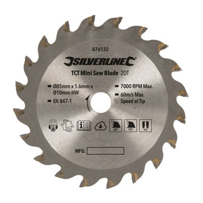 Silverline (876132) TCT Mini Saw Blade 85mm Dia - 10mm Bore - 20T