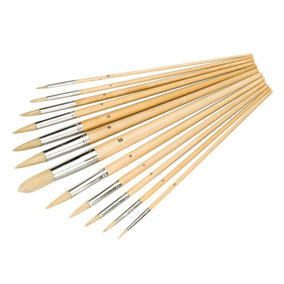 Silverline - Artists Paint Brush Set 12pce - Pointed Tips