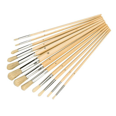 Silverline Artists Paint Brush Set 12pce Round Tips DIY at B&Q