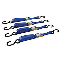 Silverline - Cam Buckle Tie Down Strap S-Hook 2m x 25mm 4pk - 2m x 25mm Rated 250kg Capacity 500kg