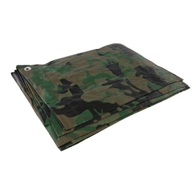 Silverline - Camouflage Tarpaulin - Cut 2.4 x 3m / Actual 2.3 x 2.85m