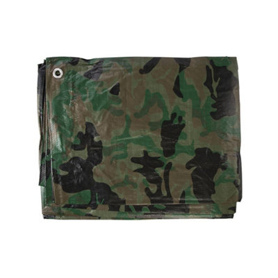 Silverline - Camouflage Tarpaulin - Cut 2.4 x 3m / Actual 2.3 x 2.85m