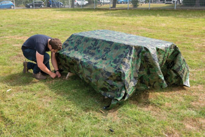 Silverline - Camouflage Tarpaulin - Cut 2.4 x 3m / Actual 2.3 x 2.85m - 3