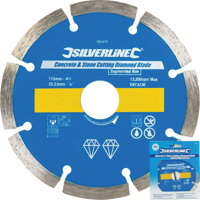 Silverline Concrete and Stone Cutting Diamond Segmented Rim Blade 115 x 22.23mm