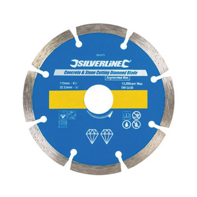 Silverline - Concrete & Stone Cutting Diamond Blade - 115 x 22.23mm Segmented Rim