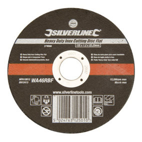 Silverline - Heavy Duty Inox Cutting Disc Flat - 125 x 1.2 x 22.23mm