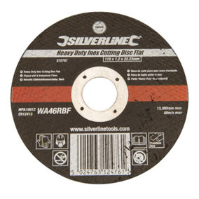 Silverline - Heavy Duty Inox Slitting Disc Flat - 115 x 1.2 x 22.23mm