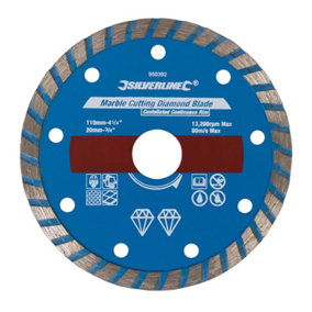 Silverline - Marble Cutting Diamond Blade - 110 x 20mm Castellated Continuous Rim