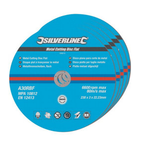 Silverline - Metal Cutting Discs Flat 5pk - 230 x 3 x 22.23mm
