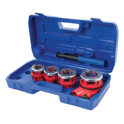 SILVERLINE PIPE THREADING KIT 5PC BSP THREAD CUTTING STEEL GALVANISED ...