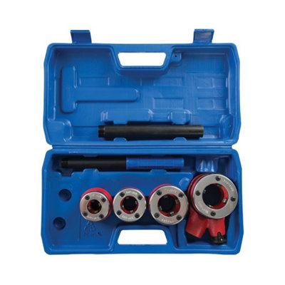 SILVERLINE PIPE THREADING KIT 5PC BSP THREAD CUTTING STEEL GALVANISED ...