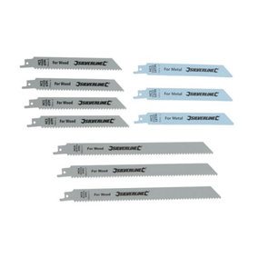 Silverline - Recip Saw Blades for Wood & Metal 10pce - HCS - 240 & 150mm