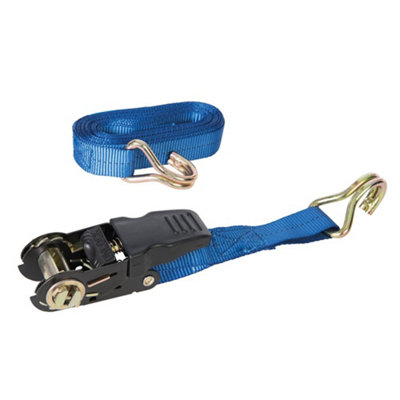 Silverline Rubber-Handled Ratchet Tie Down Strap J-Hook - 4.5m x 25mm - Rated 350kg Capacity 700kg