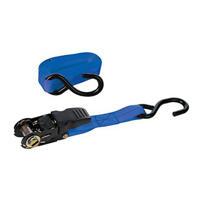 Silverline Rubber-Handled Ratchet Tie Down Strap S-Hook - 4.5m x 25mm - Rated 250kg Capacity 500kg