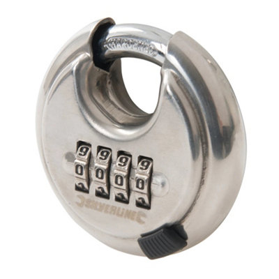 Silverline - Stainless Steel Combination Disc Padlock 4-Digit - 70mm