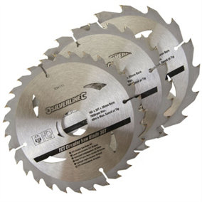 Silverline - TCT Circular Saw Blades 16, 24, 30T 3pk - 165 x 30 - 20, 16, 10mm Rings