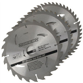 Silverline - TCT Circular Saw Blades 24, 40, 48T 3pk - 200 x 30 - 25, 18, 16mm Rings