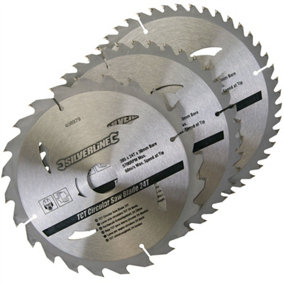 Silverline - TCT Circular Saw Blades 24, 40, 48T 3pk - 205 x 30 - 25, 18, 16mm Rings