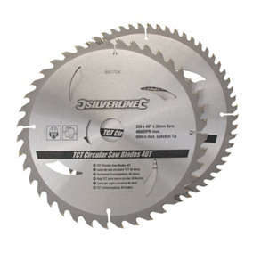 Silverline - TCT Circular Saw Blades 40, 60T 2pk - 250 x 30 - 25, 20, 16mm Rings