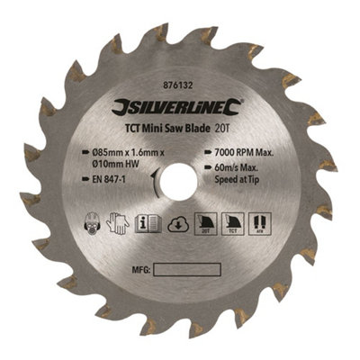 Silverline - TCT Mini Saw Blade - 85mm Dia - 10mm Bore - 20T