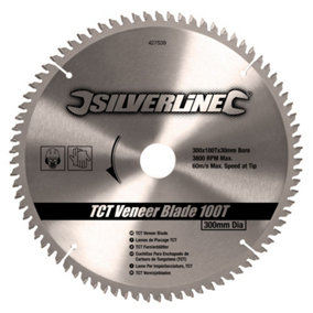 Silverline - TCT Veneer Blade 100T - 300 x 30 - 25, 20, 16mm Rings