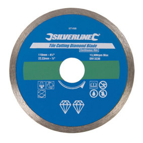 Silverline - Tile Cutting Diamond Blade - 110 x 22.23mm Continuous Rim
