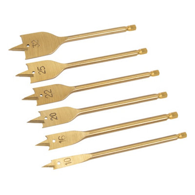 Silverline Titanium-Coated Flat Bit Set 6Pce