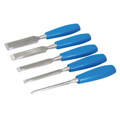 Silverline Wood Chisel Set (Pack of 5) Silver/Blue (One Size)