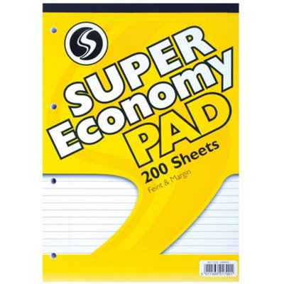 Silvine A4 Super Economy 200 Sheet Refill Pad (Pack Of 3) Orange (One Size)