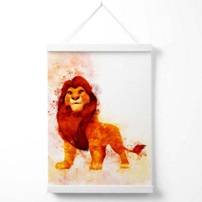 Simba Watercolour Lion King Poster with Hanger / 33cm / White