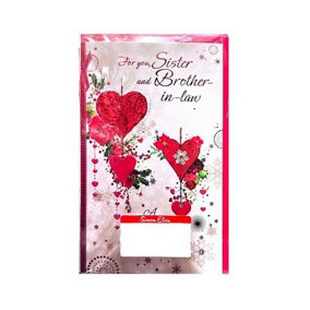 Simon Elvin For You Sister & Brother In Law Heart Christmas Card (Pack of 6) White/Red/Green (One Size)