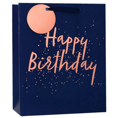 Simon Elvin Happy Birthday Embossed Foil Gift Bags (Pack of 6) Blue (L)