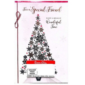 Simon Elvin Have A Really Wonderful Time Special Friend Christmas Card (Pack of 6) White/Black/Red (One Size)