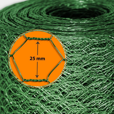 simpa 0.9M x 25M Green PVC Coated Galvanised Steel Wire Garden Fencing