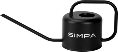 simpa 1.1L Matt Black Watering Can with Long Easy Pour Spout