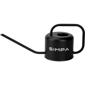 simpa 1.1L Matt Black Watering Can with Long Easy Pour Spout