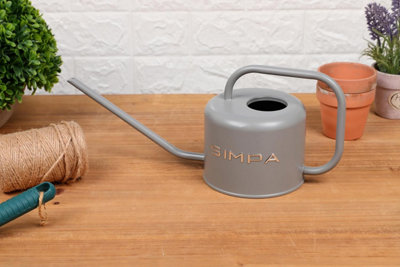 simpa 1.1L Matt Grey Watering Can with Long Easy Pour Spout