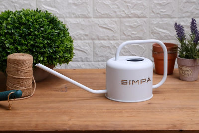 simpa 1.1L Matt White Watering Can with Long Easy Pour Spout