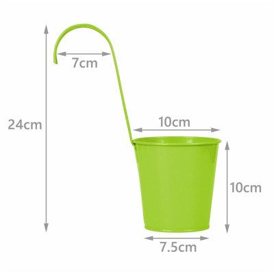 simpa 10PC Assorted Multicolour Metal Balcony Hanging Plant Flower Pots - 3