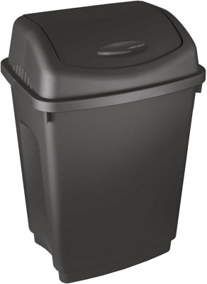 simpa 12L Black Plastic Swing Lid Bin - Single Bin