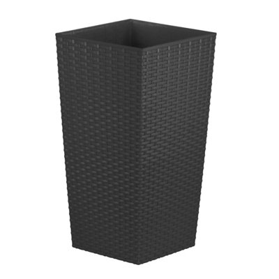 simpa 12L Black Rattan Plant Pots Set