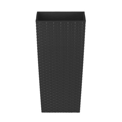simpa 12L Black Rattan Plant Pots Set - 4
