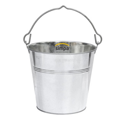 simpa 12L Heavy Duty Galvanised Metal Bucket Pail with Handle - Set of 3