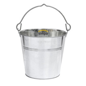 simpa 12L Heavy Duty Galvanised Metal Bucket Pail with Handle