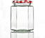 simpa 12PC Glass Preserve Jars with Airtight RED Gingham Screw Top Lids - 280ml