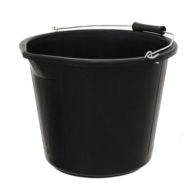 simpa 13L / 3 Gallon Black Heavy Duty Builder's Bucket - Set of 10